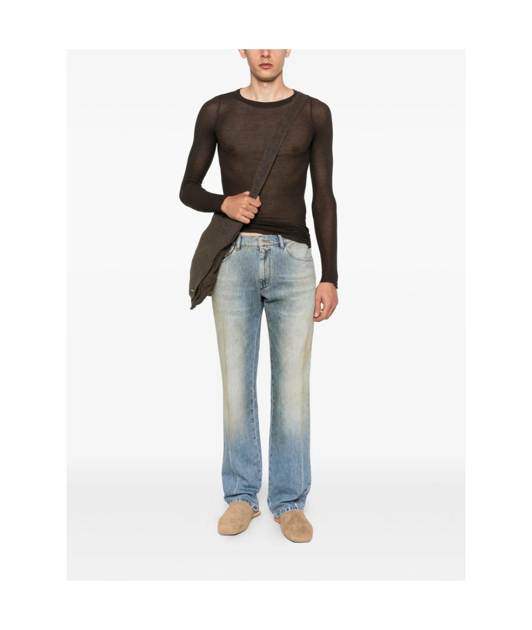 MM6 MAISON MARGIELA Синие хлопковые прямые джинсы, фото 3