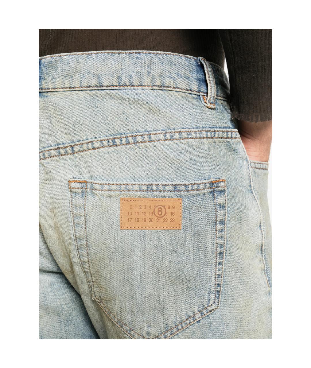 MM6 MAISON MARGIELA Синие хлопковые прямые джинсы, фото 5