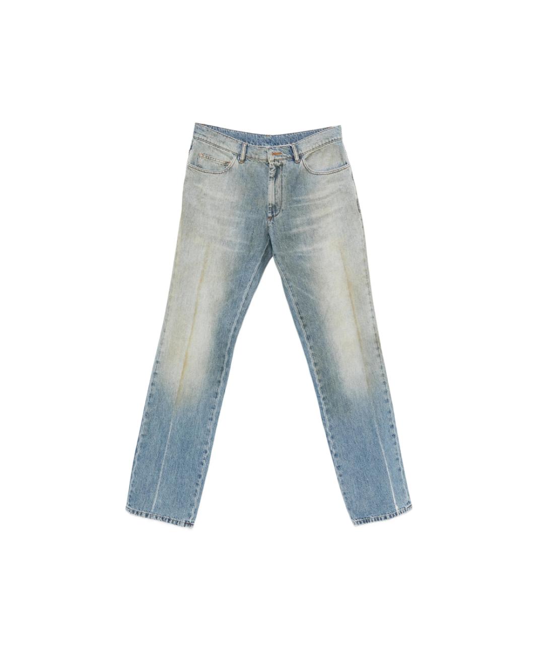 MM6 MAISON MARGIELA Синие хлопковые прямые джинсы, фото 1