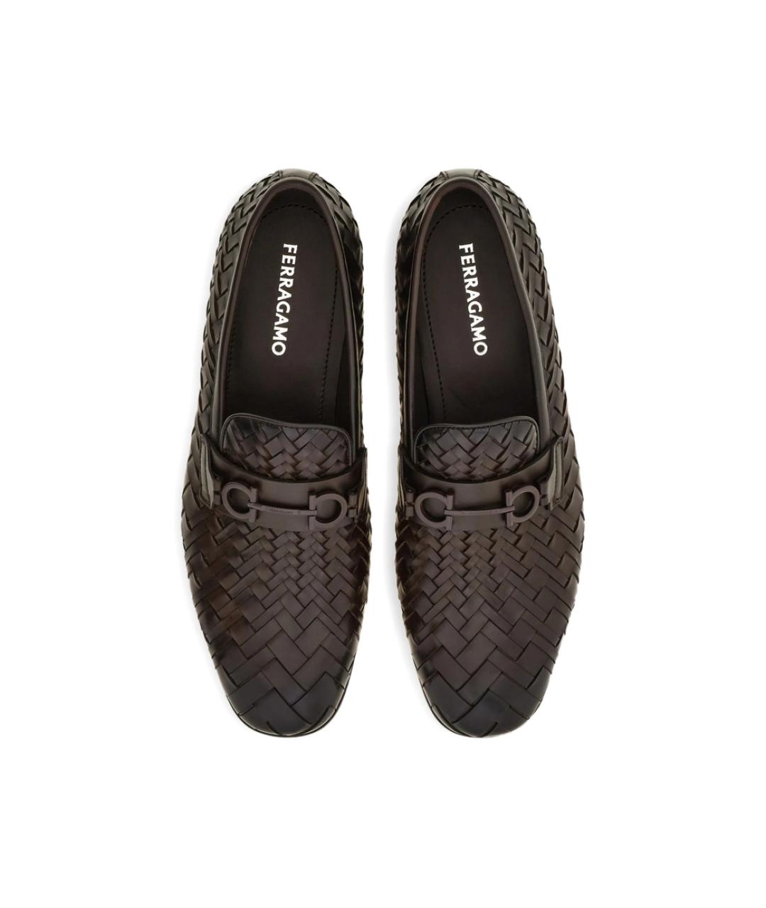 FERRAGAMO Коричневые кожаные лоферы, фото 4