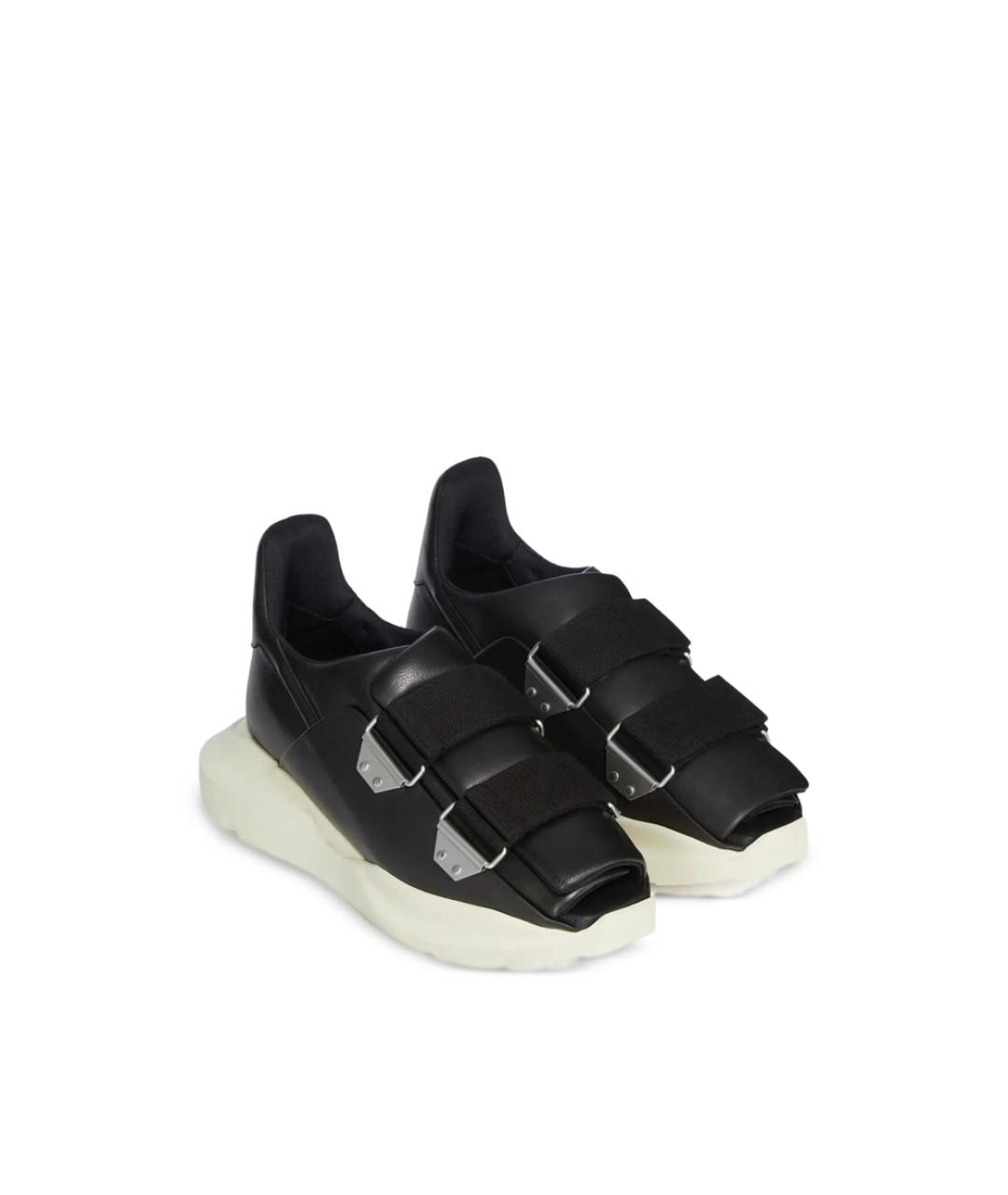 RICK OWENS Черные кожаные низкие кроссовки / кеды, фото 3