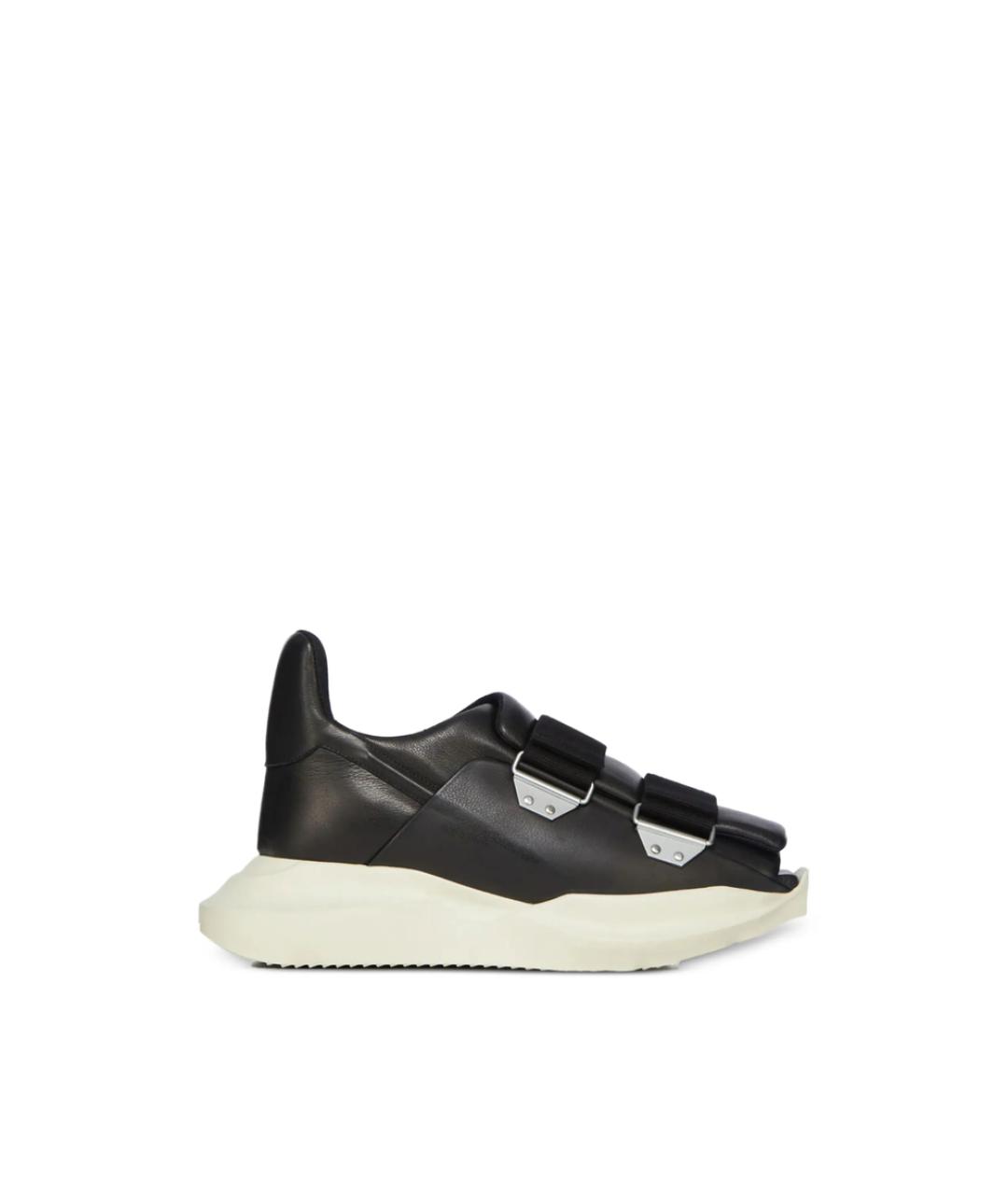 RICK OWENS Черные кожаные низкие кроссовки / кеды, фото 1