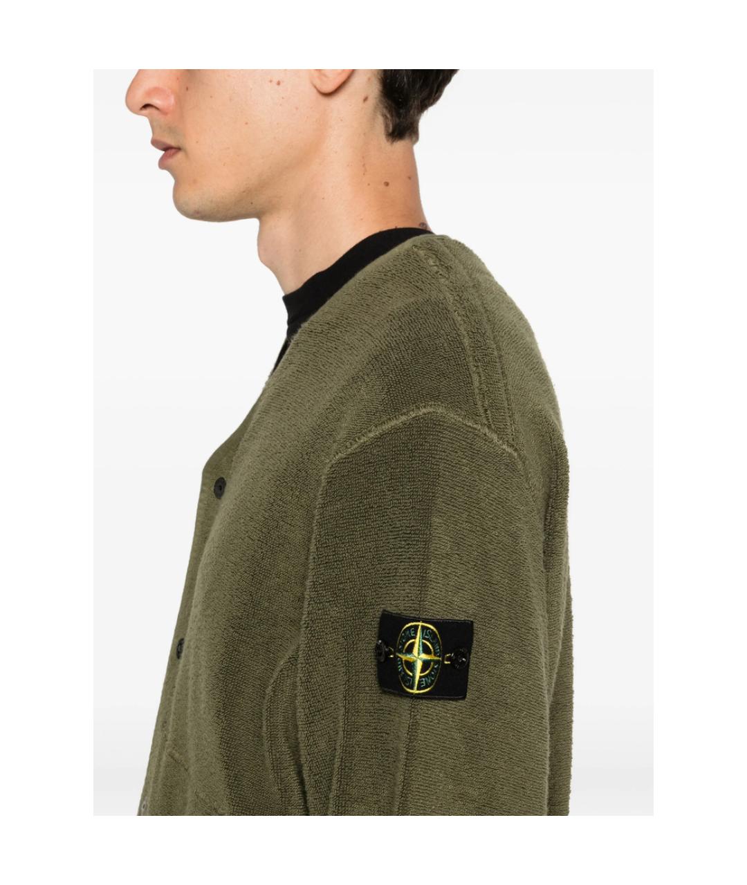 STONE ISLAND Зеленый хлопковый кардиган, фото 5