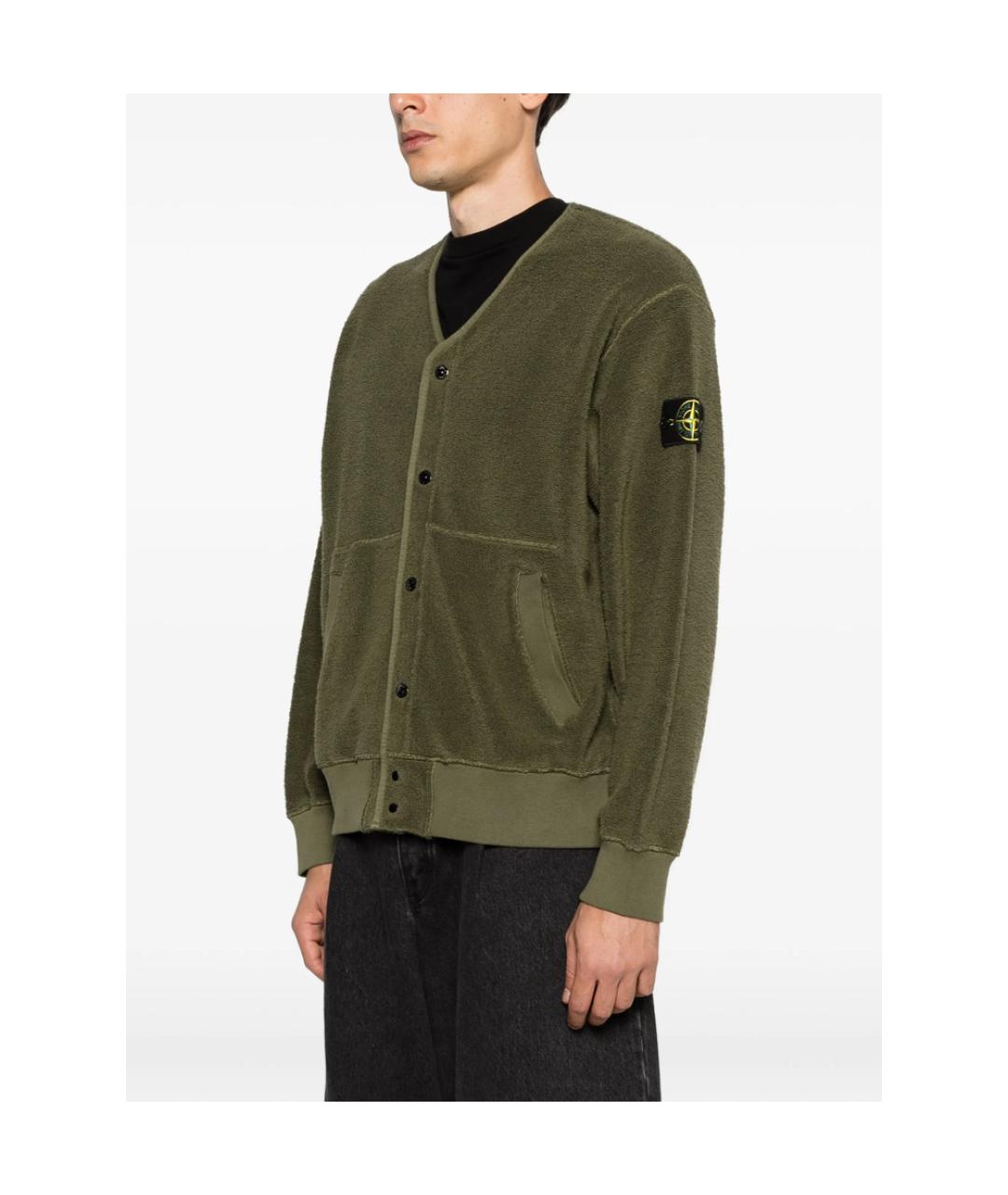 STONE ISLAND Зеленый хлопковый кардиган, фото 3