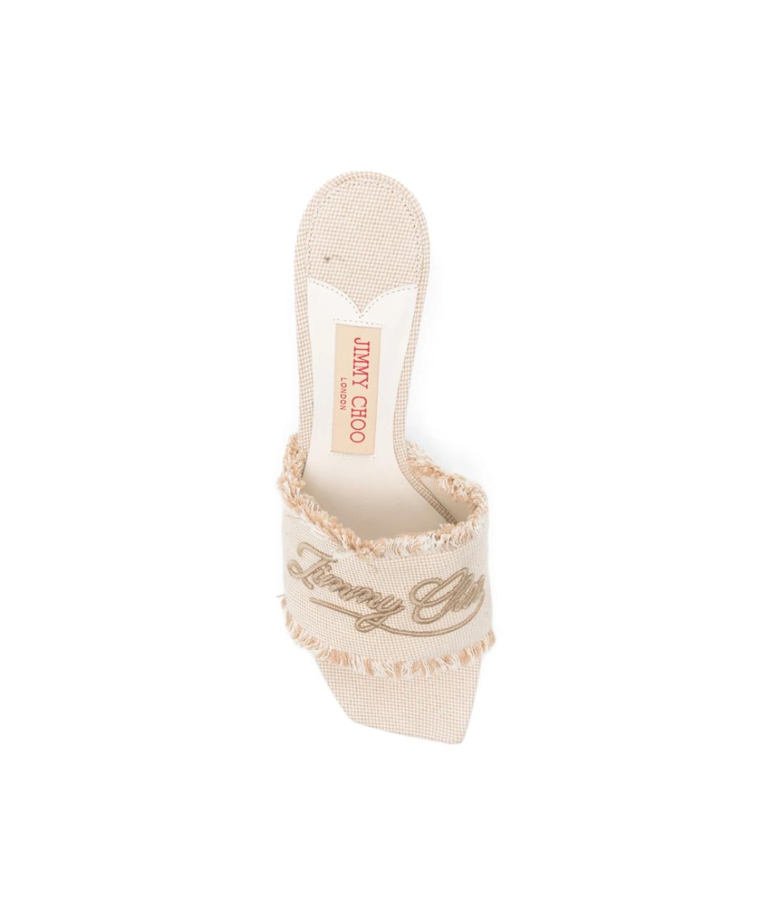 JIMMY CHOO Бежевые кожаные мюли, фото 4