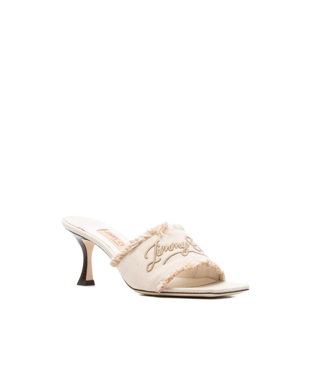 JIMMY CHOO Бежевые кожаные мюли, фото 2