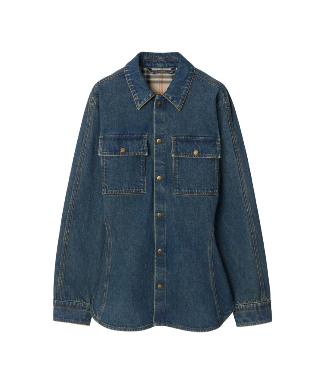 BURBERRY Синяя хлопковая рубашка, фото 1