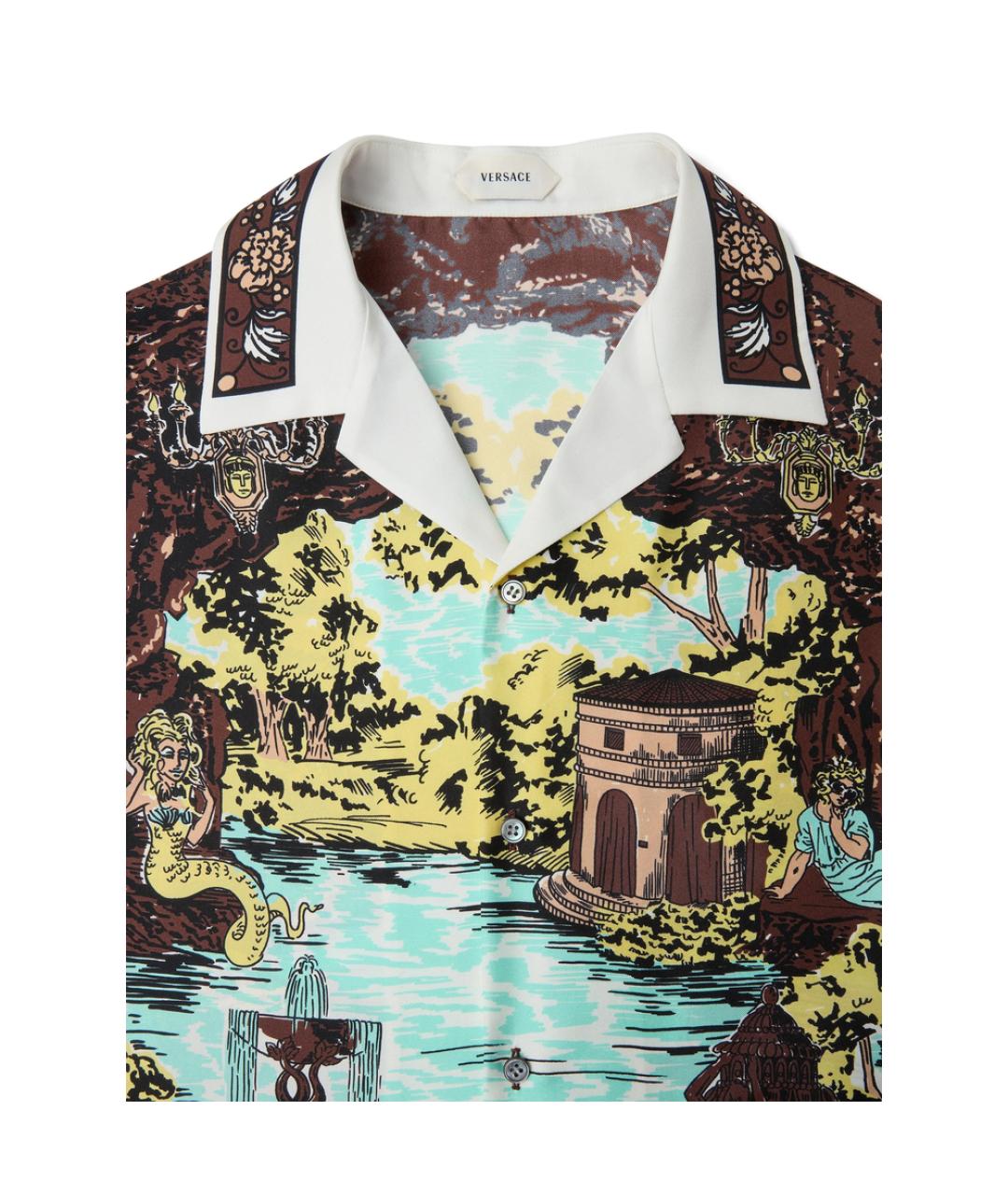 VERSACE Коричневая шелковая кэжуал рубашка, фото 4
