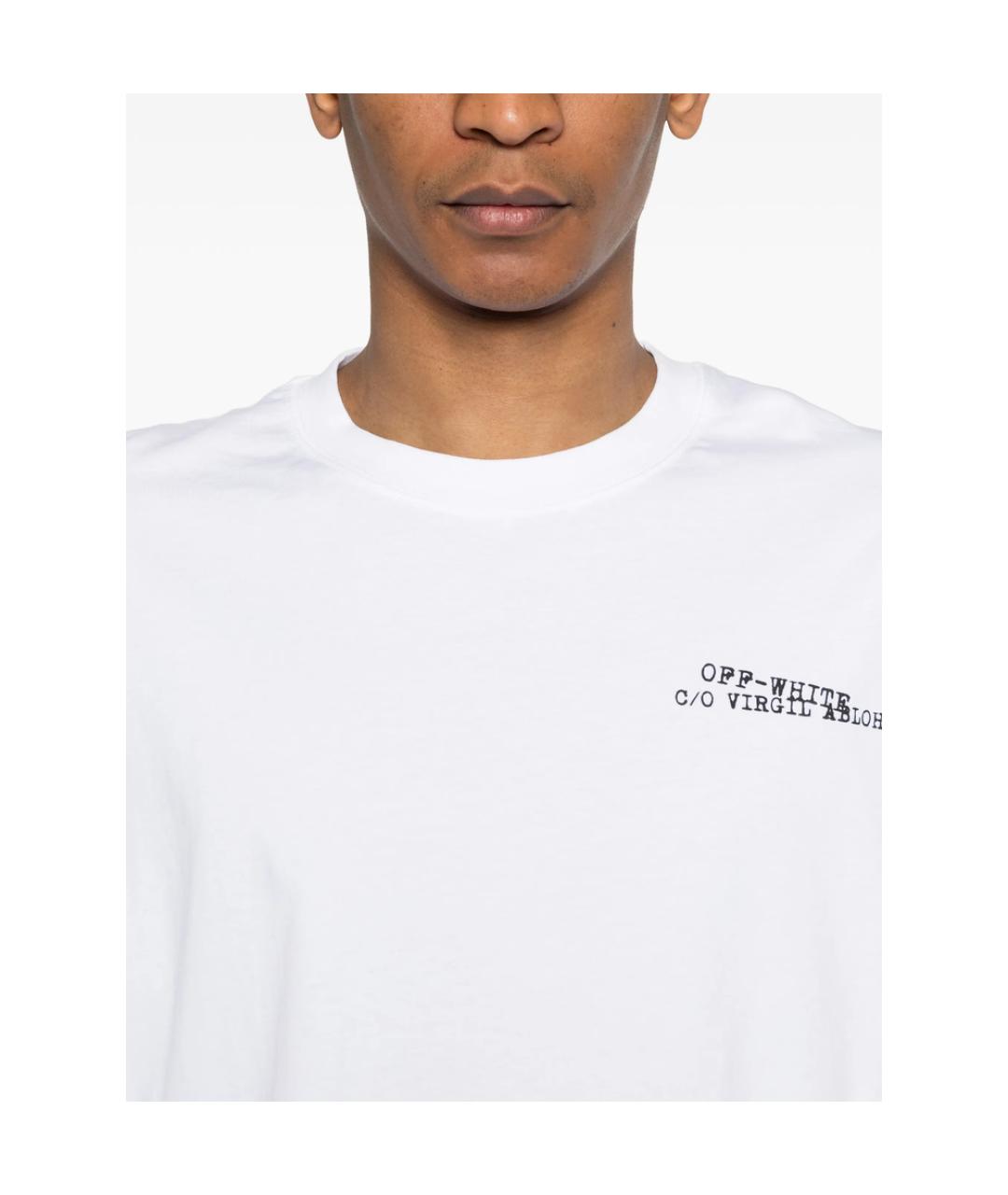 OFF-WHITE Белая хлопковая футболка, фото 3