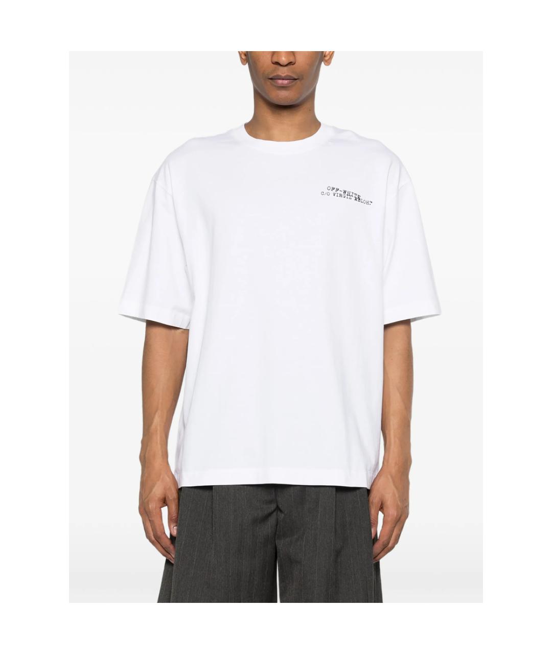 OFF-WHITE Белая хлопковая футболка, фото 5