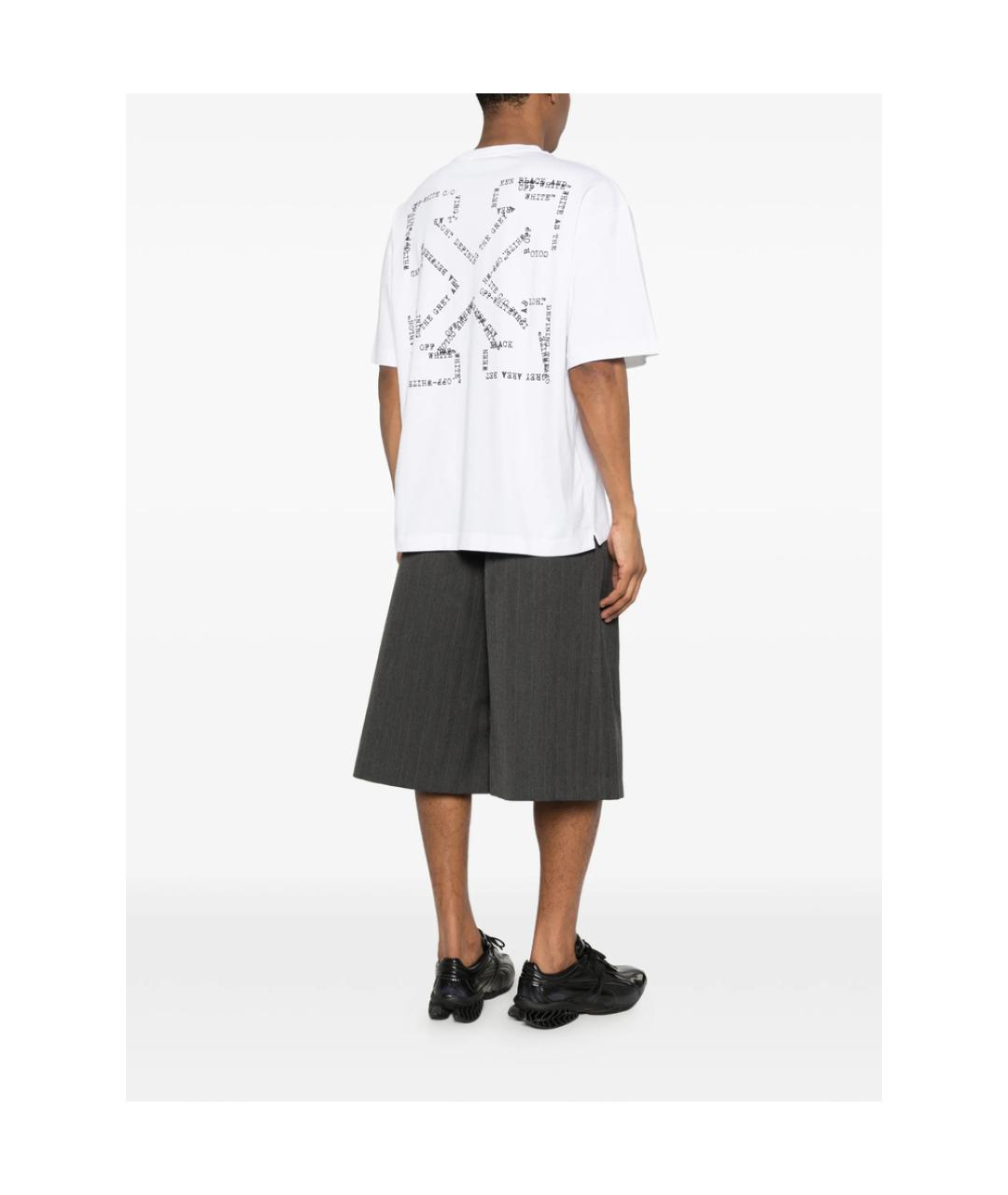 OFF-WHITE Белая хлопковая футболка, фото 4