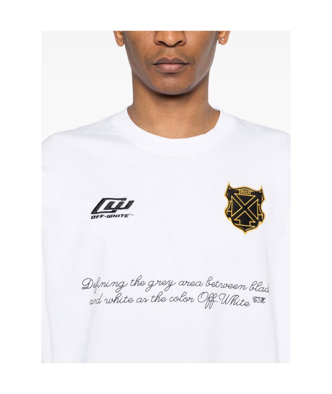 OFF-WHITE Белая хлопковая футболка, фото 3