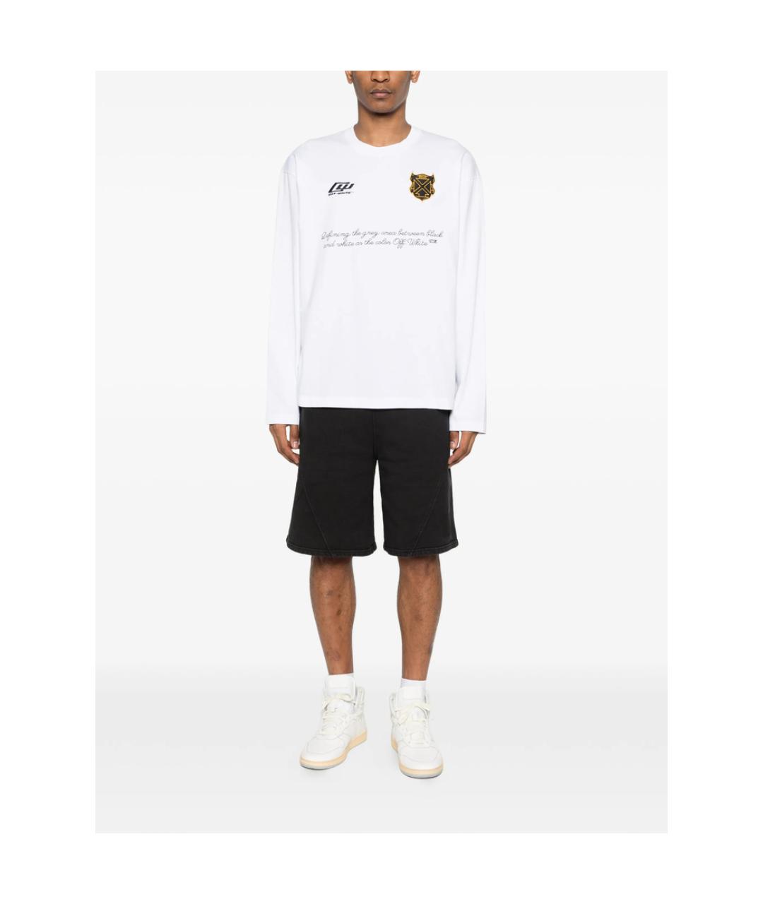 OFF-WHITE Белая хлопковая футболка, фото 4