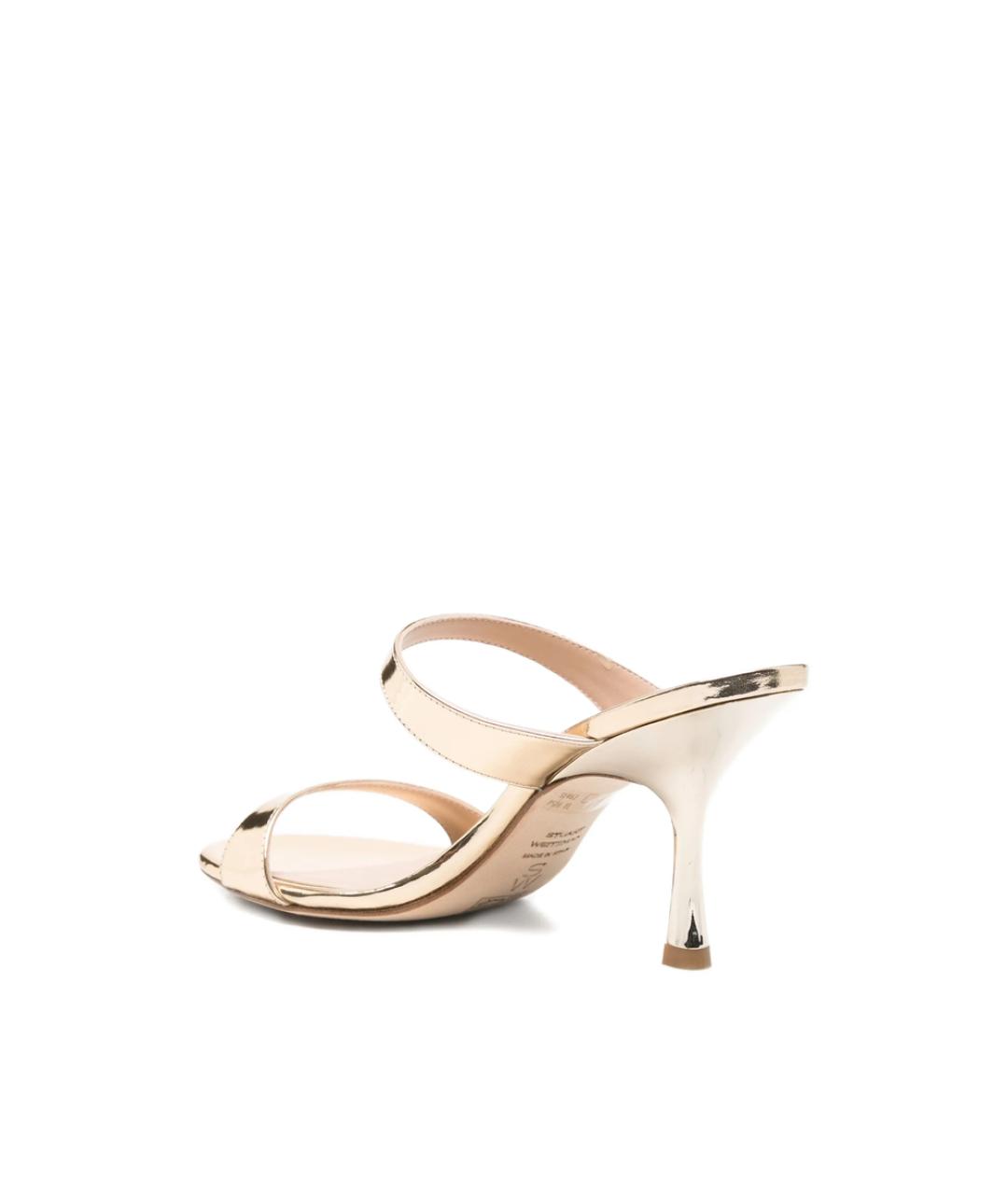 STUART WEITZMAN Золотые кожаные мюли, фото 3