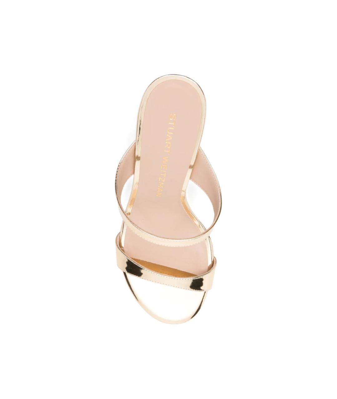 STUART WEITZMAN Золотые кожаные мюли, фото 4