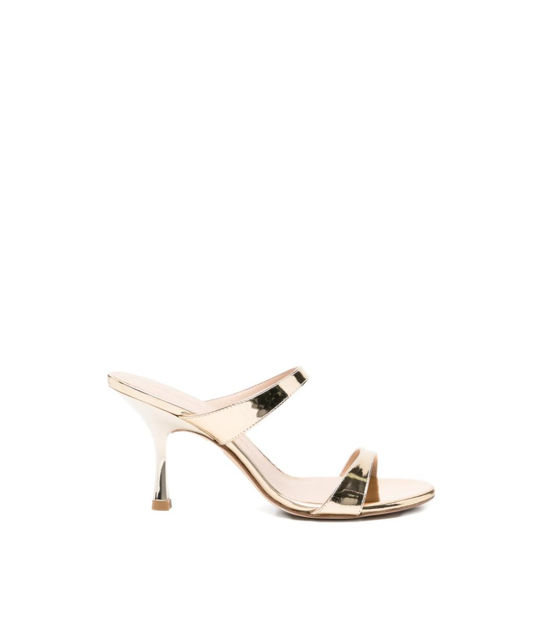 STUART WEITZMAN Золотые кожаные мюли, фото 1