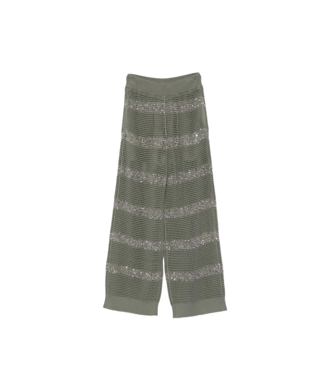 BRUNELLO CUCINELLI Зеленые хлопковые брюки широкие, фото 1