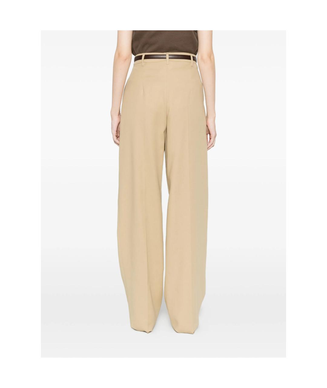 MAX MARA STUDIO Бежевые хлопковые прямые брюки, фото 3