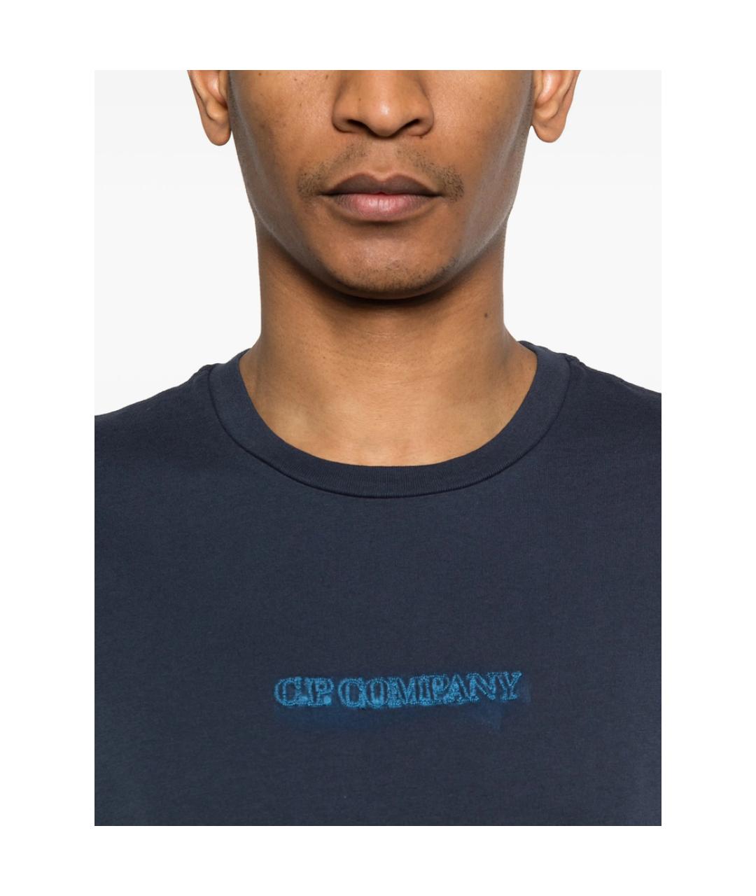 CP COMPANY Синяя хлопковая футболка, фото 2
