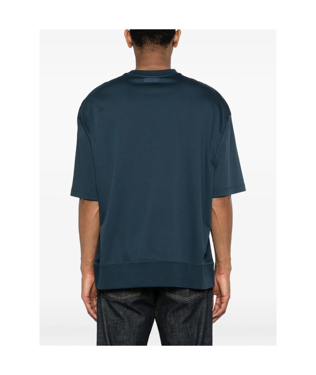 CALVIN KLEIN Синяя хлопковая футболка, фото 2