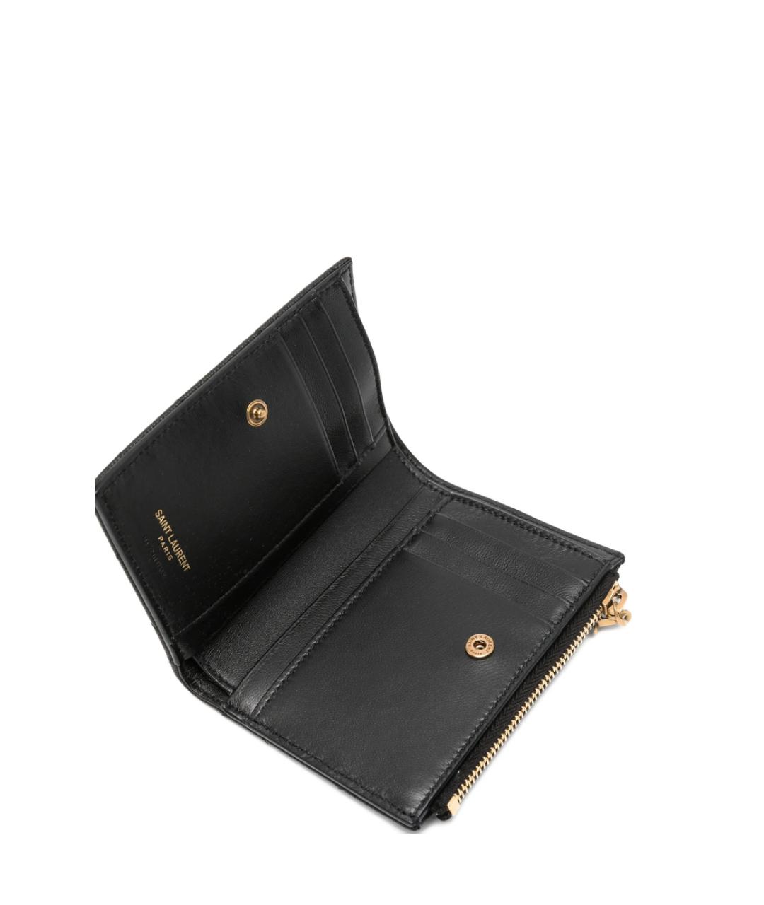 SAINT LAURENT Черный кожаный кошелек, фото 2