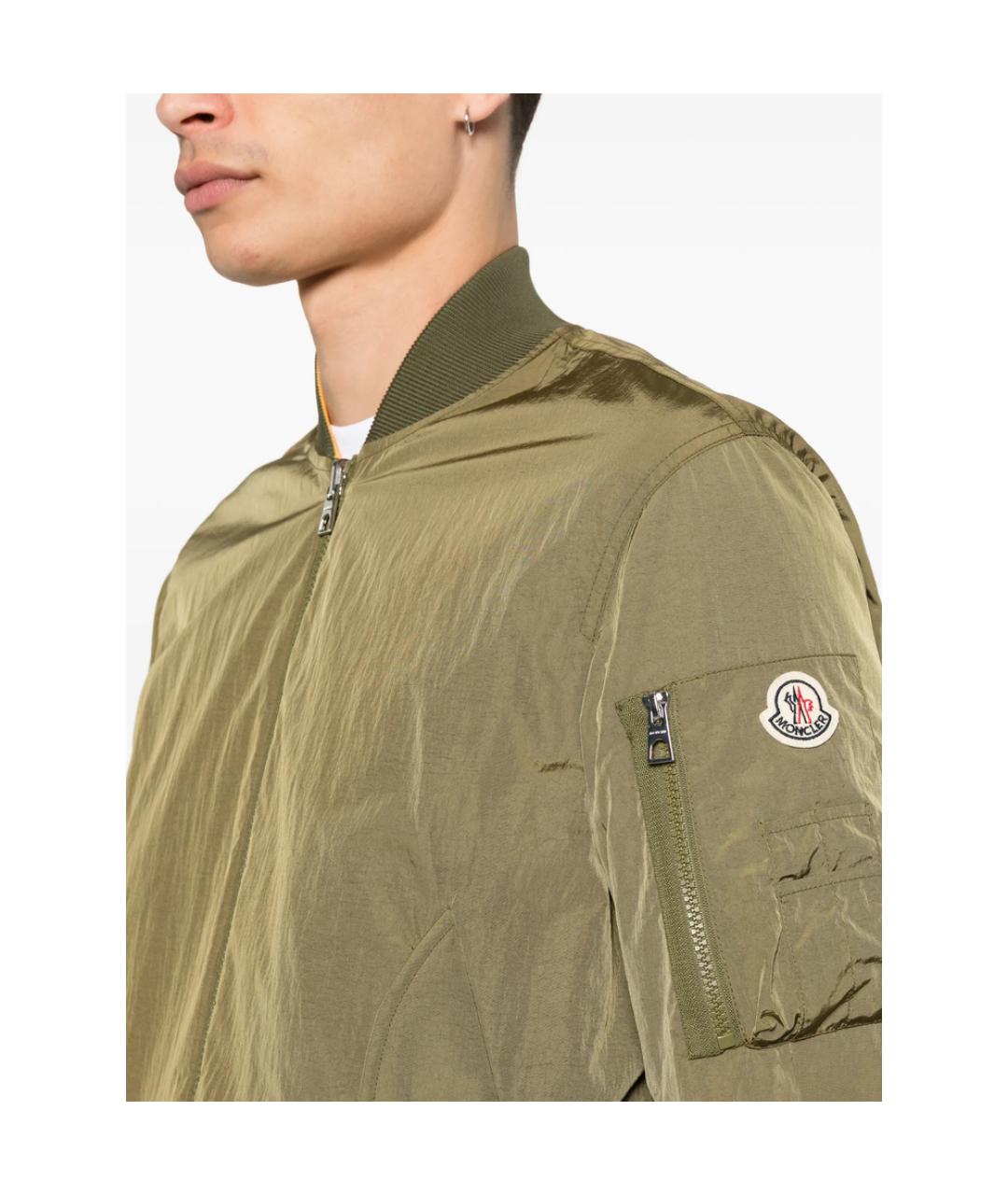 MONCLER Зеленая полиэстеровая куртка, фото 5