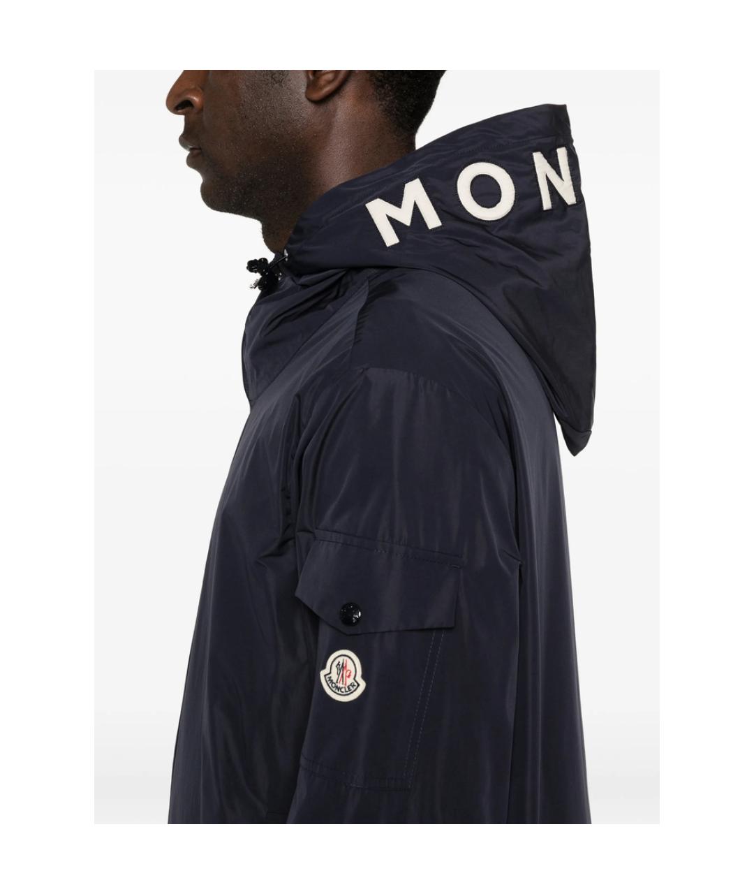 MONCLER Синяя полиэстеровая куртка, фото 4