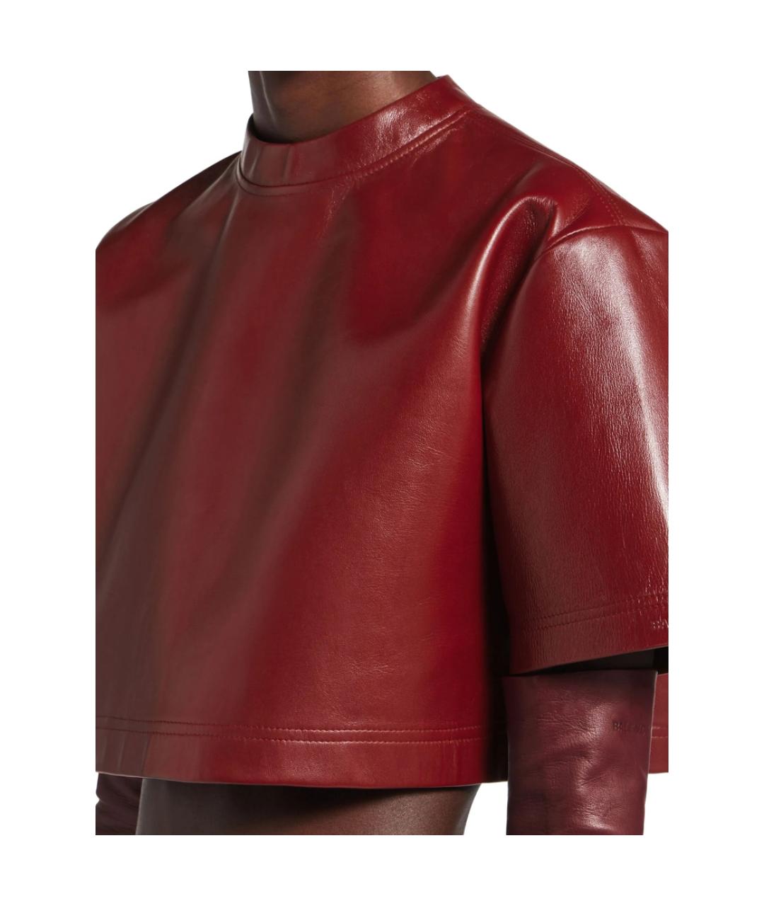 BALENCIAGA Бордовая кожаная блузы, фото 3