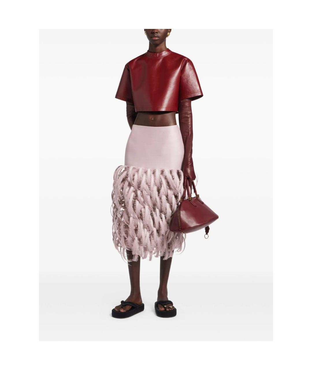 BALENCIAGA Бордовая кожаная блузы, фото 2
