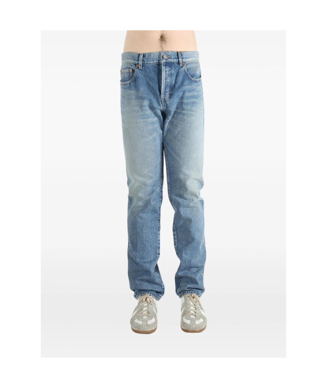 SAINT LAURENT Голубые хлопковые прямые джинсы, фото 3