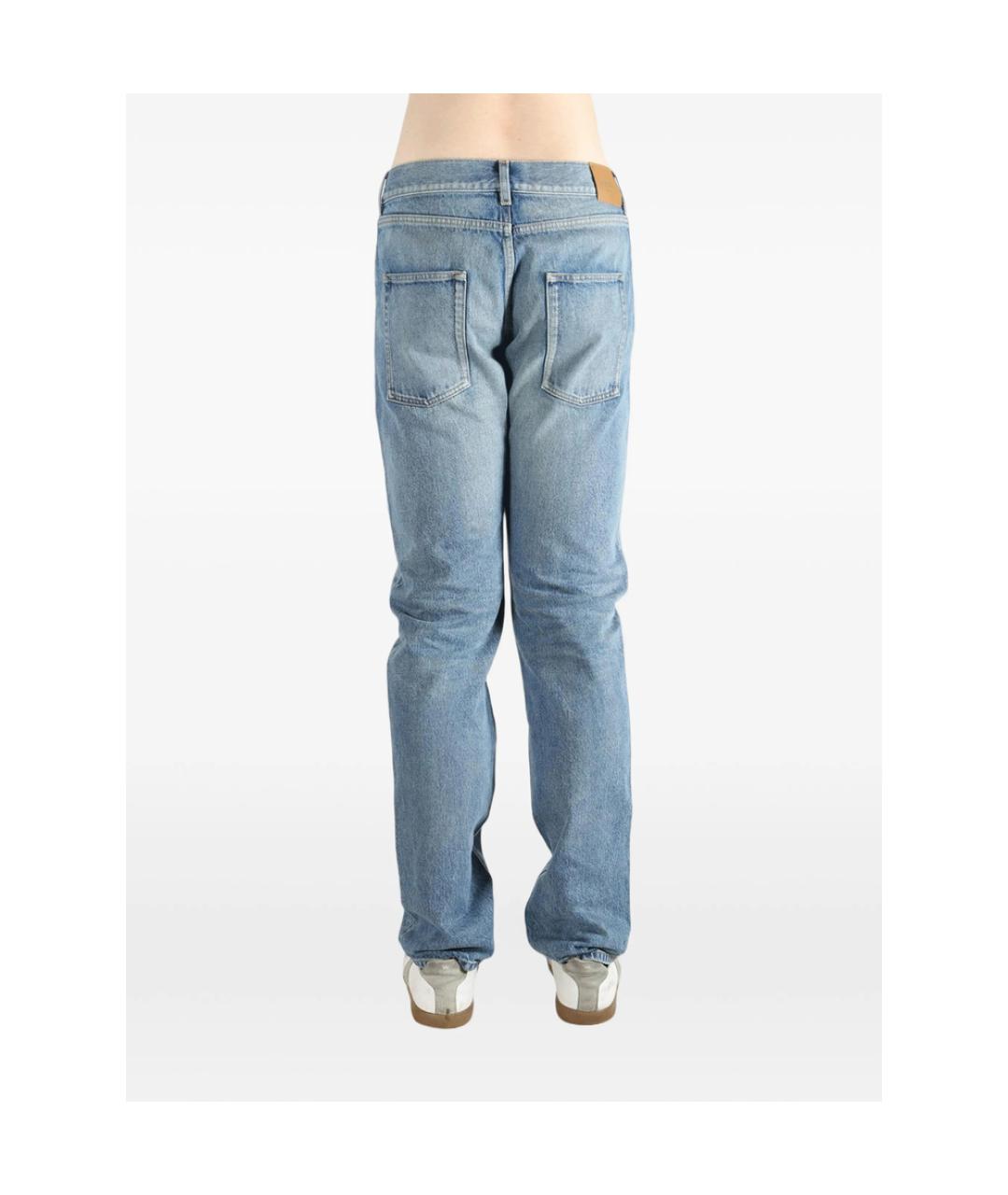 SAINT LAURENT Голубые хлопковые прямые джинсы, фото 4