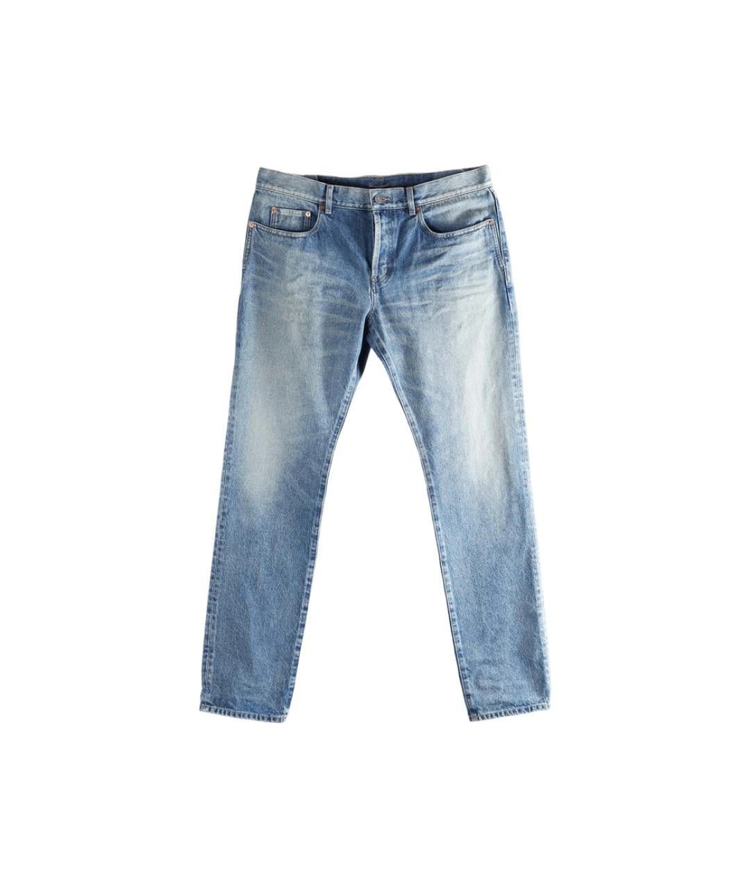 SAINT LAURENT Голубые хлопковые прямые джинсы, фото 1