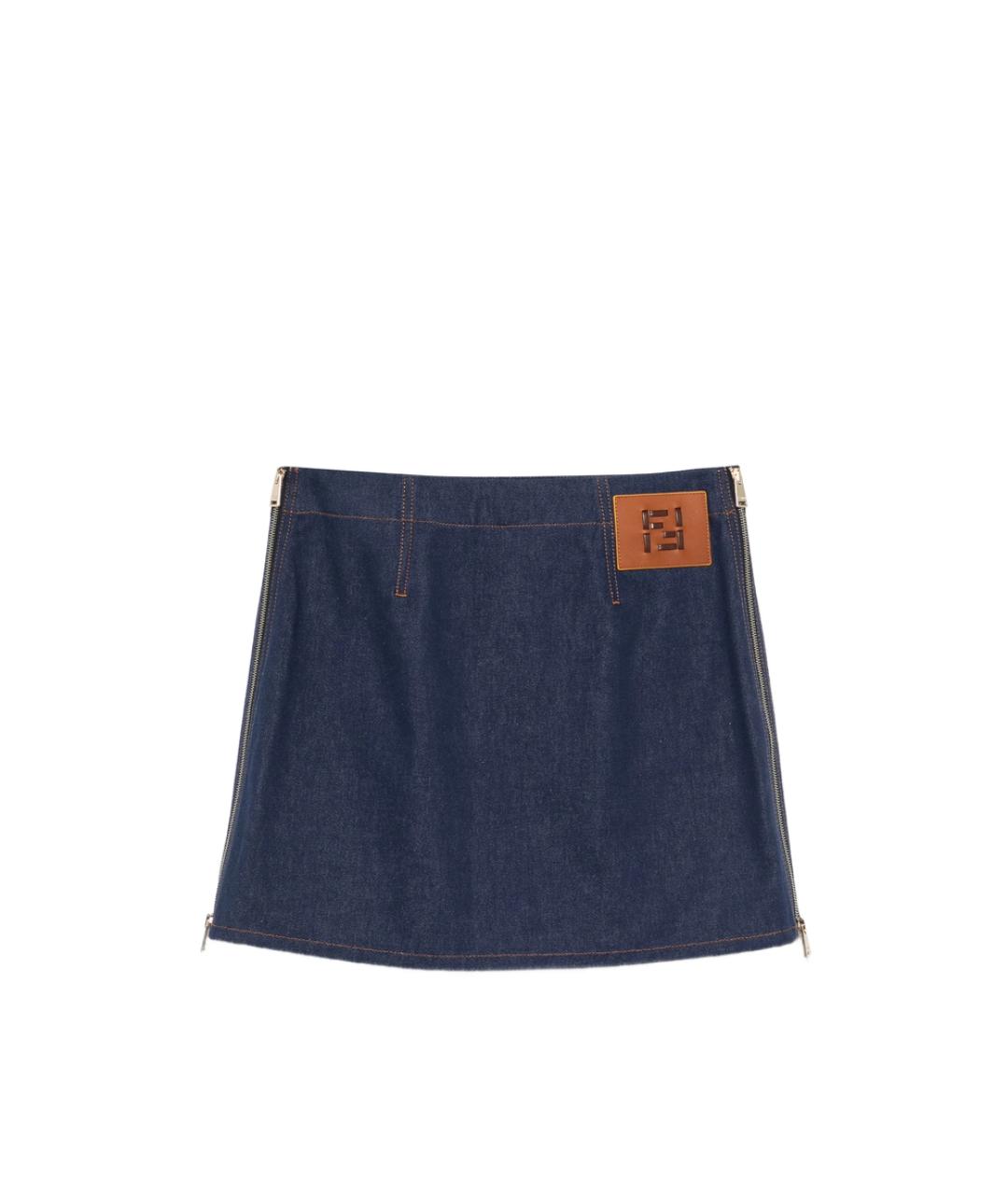 FENDI Синяя хлопковая юбка мини, фото 1