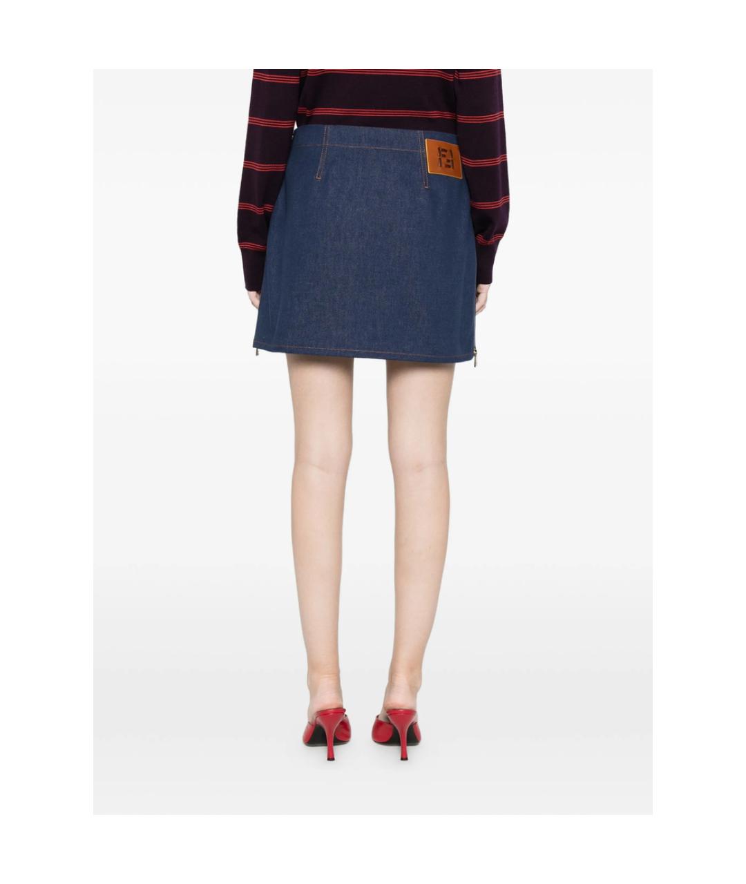 FENDI Синяя хлопковая юбка мини, фото 5
