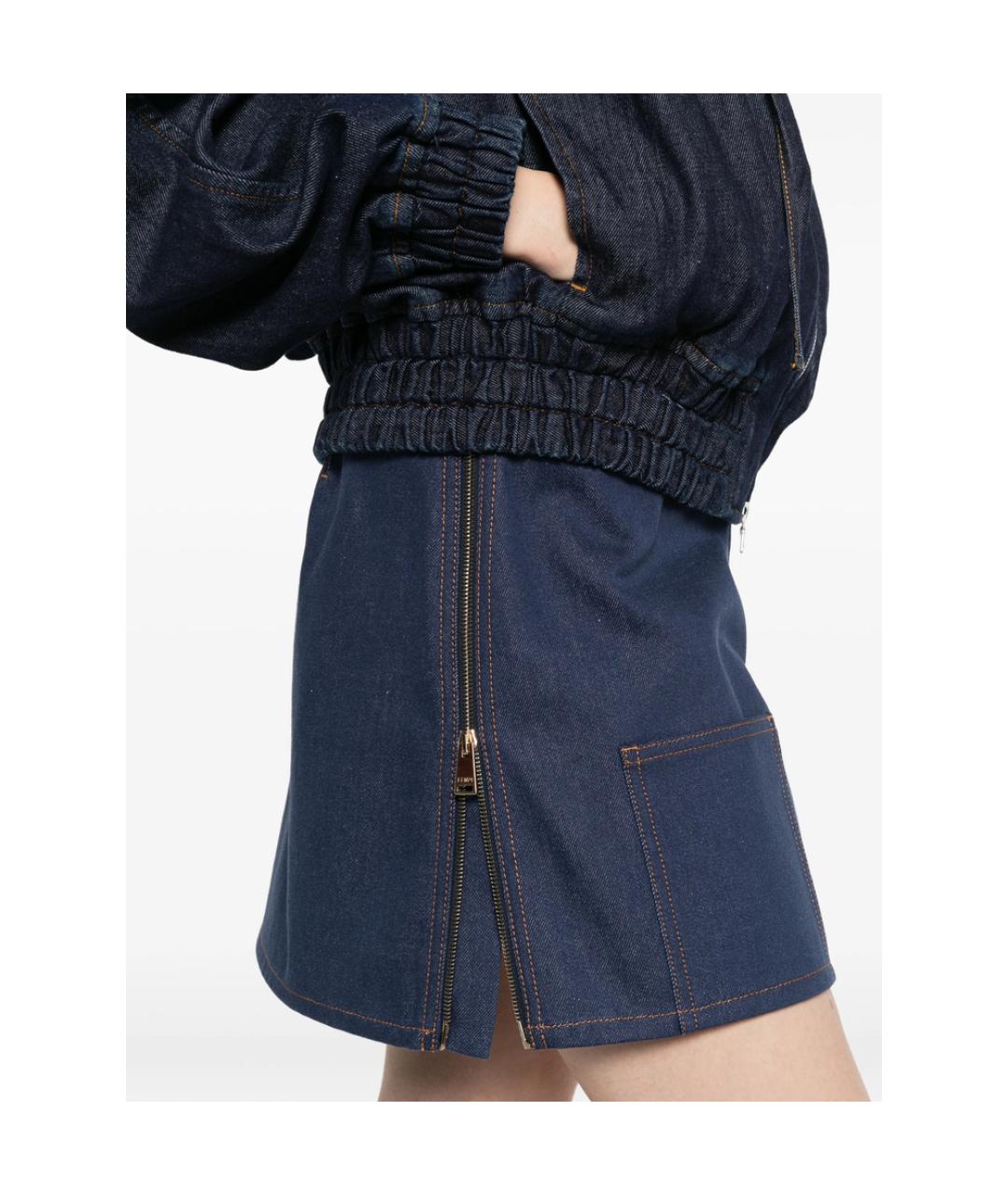FENDI Синяя хлопковая юбка мини, фото 4
