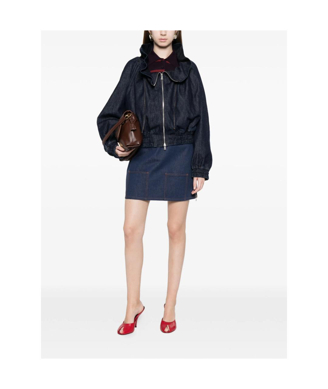 FENDI Синяя хлопковая юбка мини, фото 3
