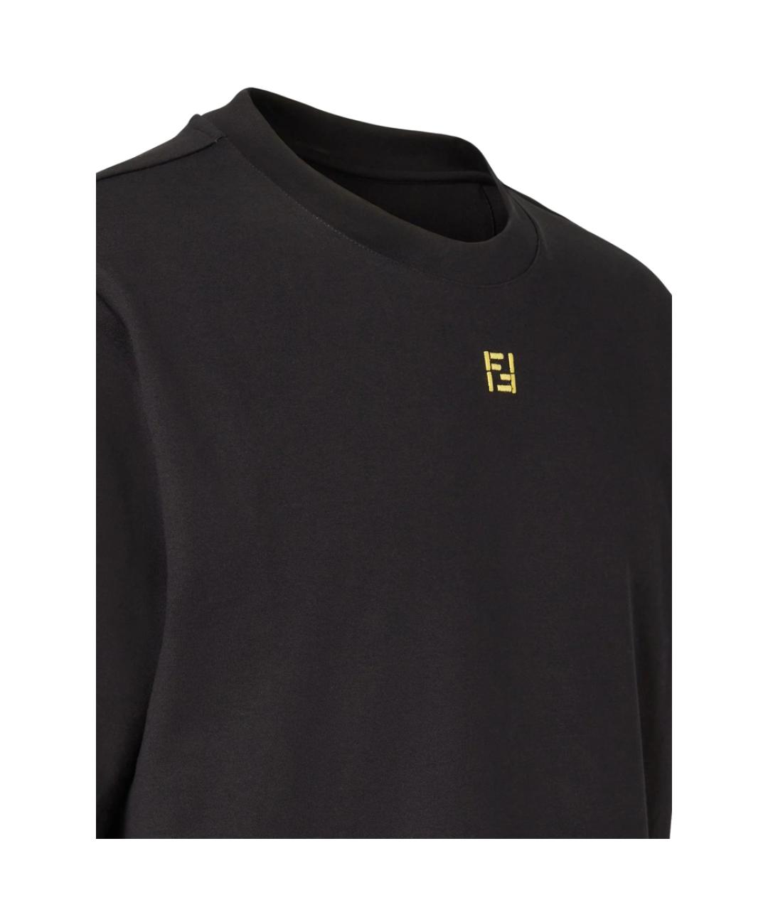 FENDI Черная хлопковая футболка, фото 3