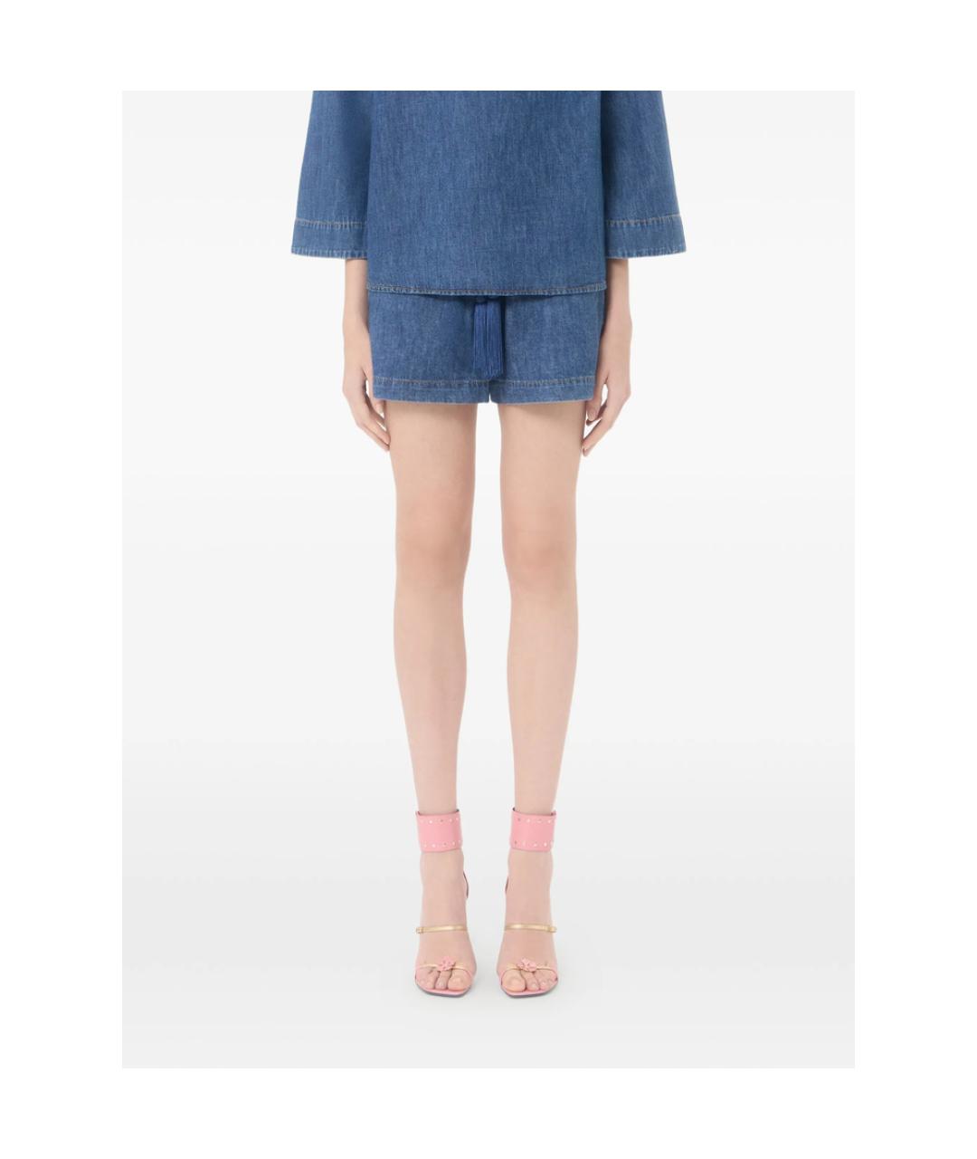 VALENTINO Синие хлопковые шорты, фото 4