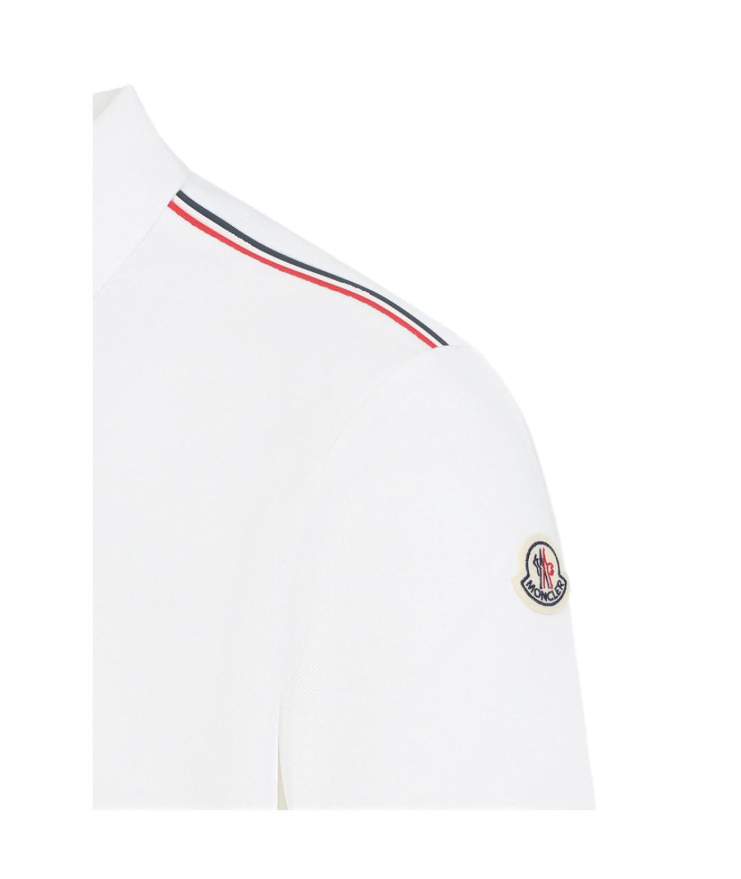 MONCLER Белое хлопковое поло с коротким рукавом, фото 2