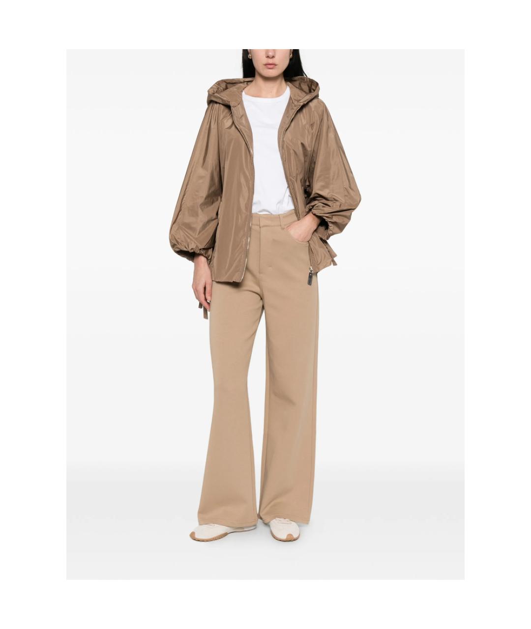 'S MAX MARA Бежевые полиэстеровые прямые брюки, фото 5