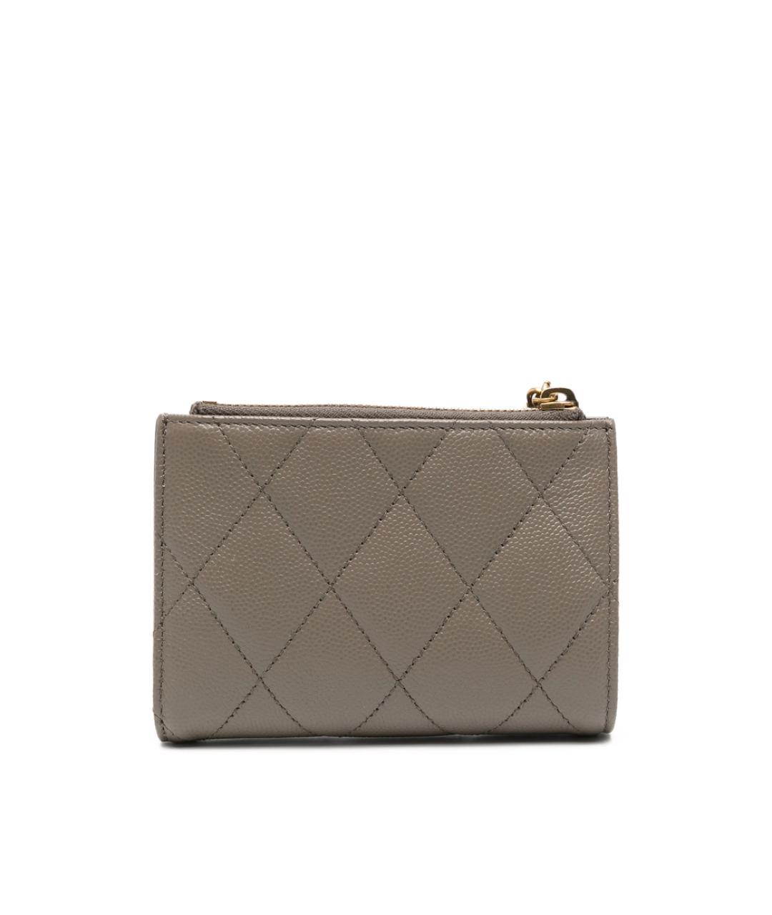 SAINT LAURENT Серый кожаный кошелек, фото 3