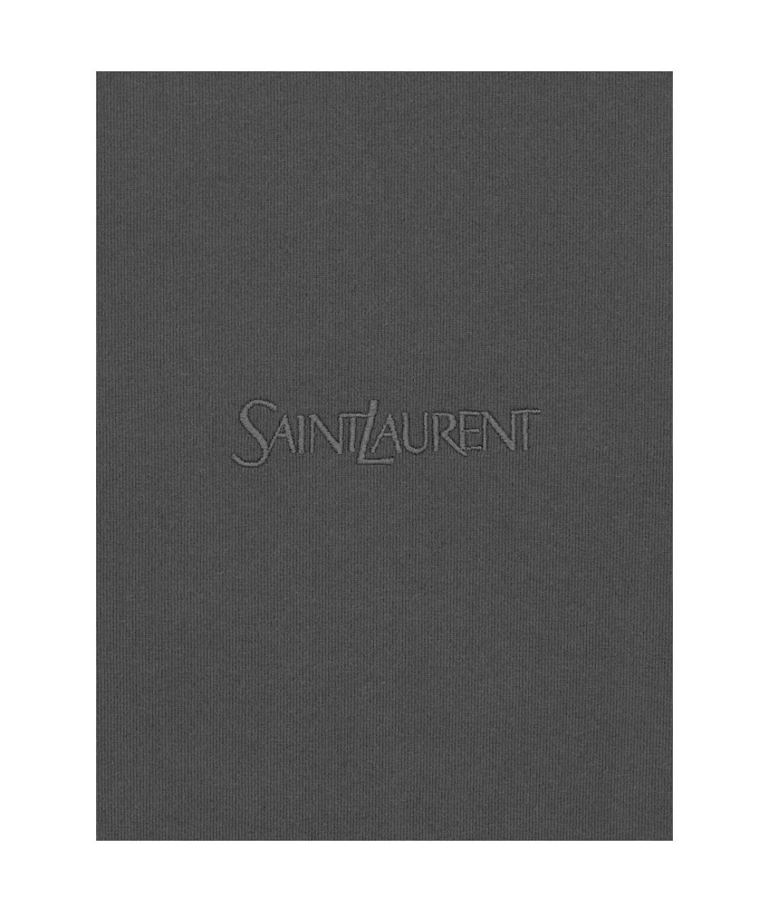 SAINT LAURENT Черная хлопковая футболка, фото 2