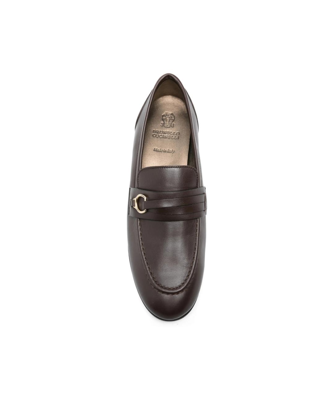 BRUNELLO CUCINELLI Коричневые кожаные лоферы, фото 3