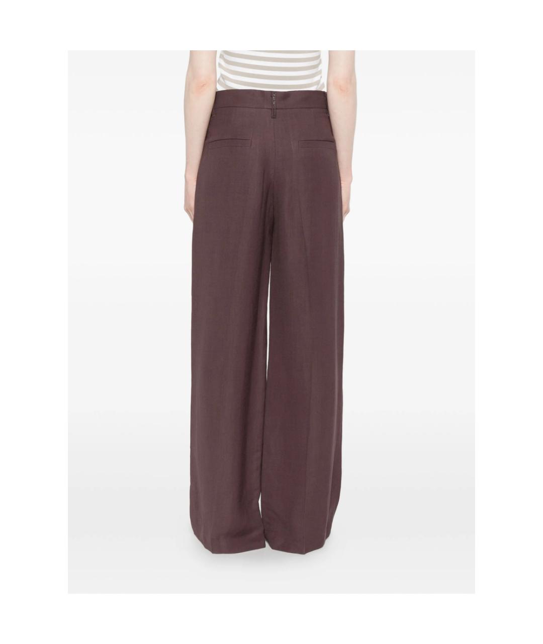 BRUNELLO CUCINELLI Фиолетовые полиэстеровые прямые брюки, фото 5