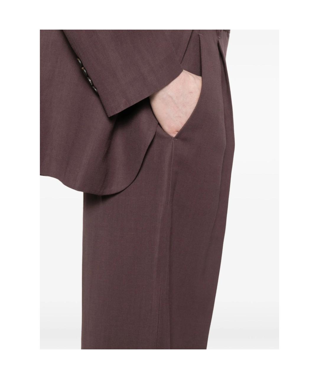 BRUNELLO CUCINELLI Фиолетовые полиэстеровые прямые брюки, фото 3