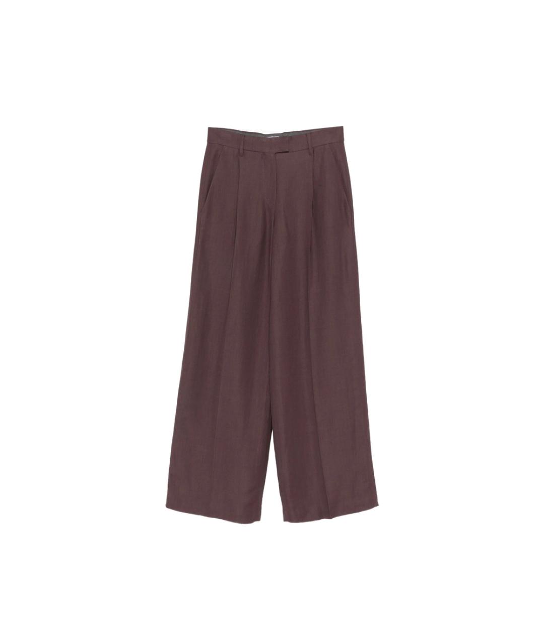 BRUNELLO CUCINELLI Фиолетовые полиэстеровые прямые брюки, фото 1