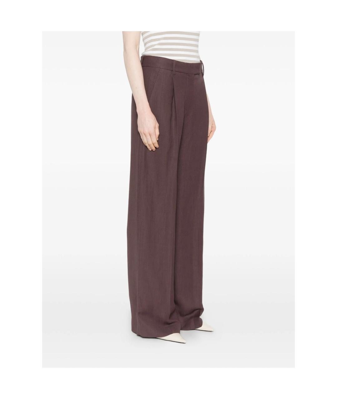 BRUNELLO CUCINELLI Фиолетовые полиэстеровые прямые брюки, фото 4