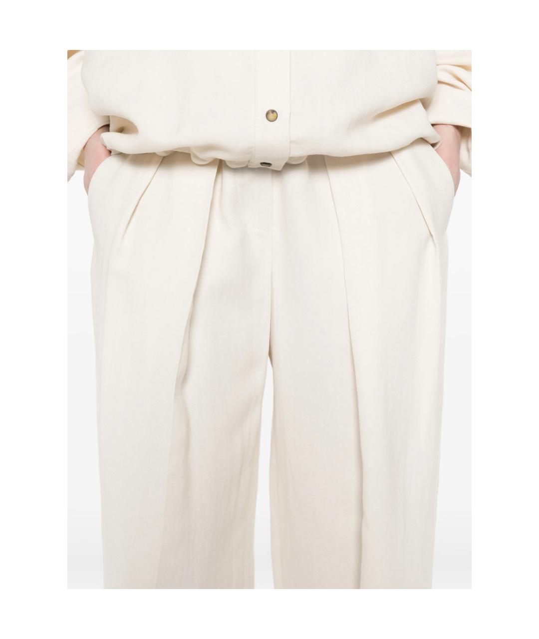 BRUNELLO CUCINELLI Белые льняные брюки широкие, фото 4