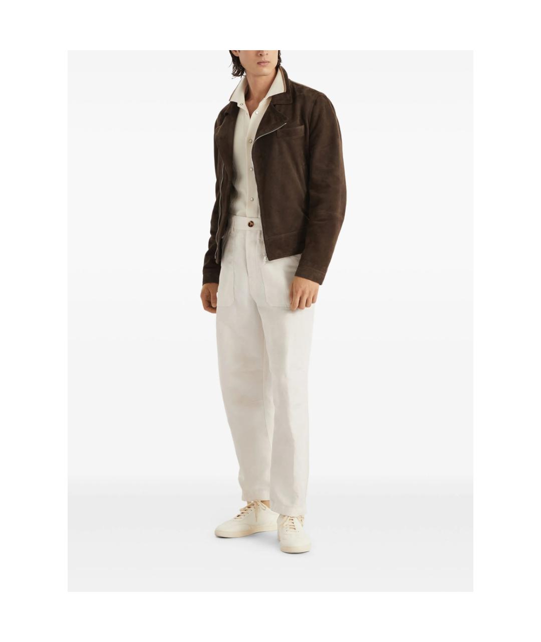 BRUNELLO CUCINELLI Белые хлопковые повседневные брюки, фото 4