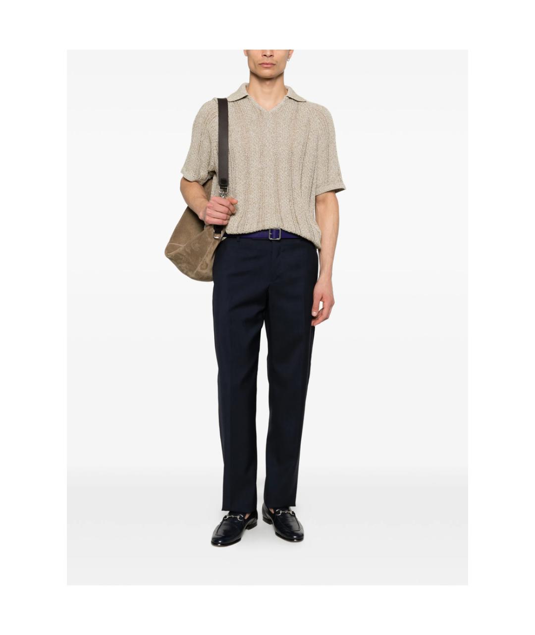 FENDI Синие хлопковые классические брюки, фото 2